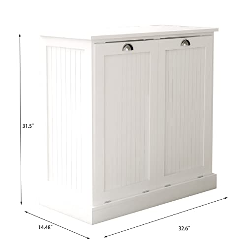 Tilt Out Trash Cabinet Laundry Sorter with Storage (White) G908986