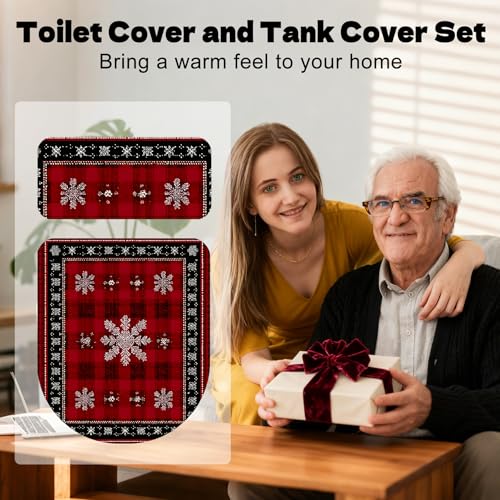 Christmas Toilet Lid Cover, Washable Bathroom Accessory O828