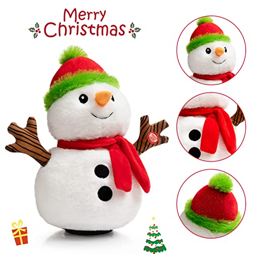Animated Christmas Snowman Plush with LED Lights Musical Toy K182254