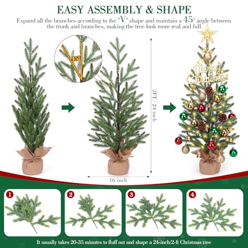 24-inch Tabletop Christmas Tree with 30 LED Lights and 26 Ornaments Z769665