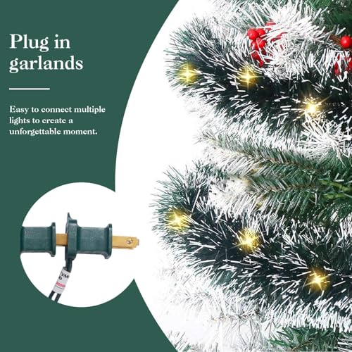 Christmas Garland with Lights 15FT, Artificial for Mantle Stairs Railing K70835