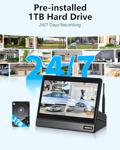 Wireless Security Camera System with 2TB Hard Drive, 4 Cameras, Night Vision Y851678