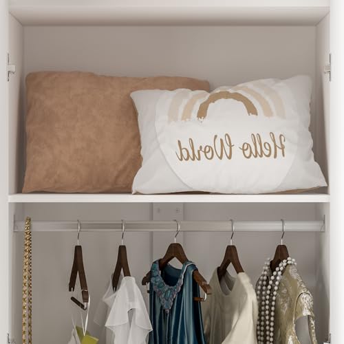 Large Armoire Wardrobe with 3 Doors and Hanging Space, White Q9874