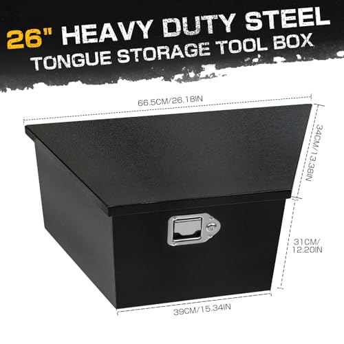 36" x 12" x 11.8" Steel Trailer Tongue Tool Box with Latch & Keys Q7659