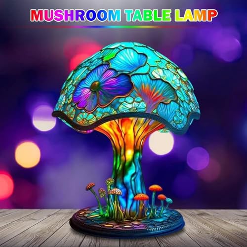 Mushroom Table Lamp, Bohemian Resin Decorative Night Light for Bedroom Living Room G5963