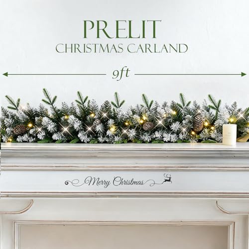 Christmas garland with lights, 9ft, battery operated with timer B505