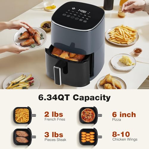 Air Fryer 6 Quart with Window, 12-in-1, 400F Grey U565