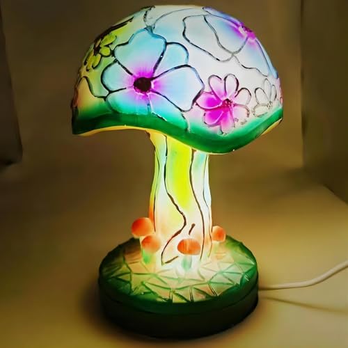 Mushroom Table Lamp, Bohemian Resin Decorative Night Light for Bedroom Living Room G5963