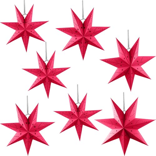 7 Pack 3D Hanging Paper Star Lanterns for Christmas Party Home Decor T9849