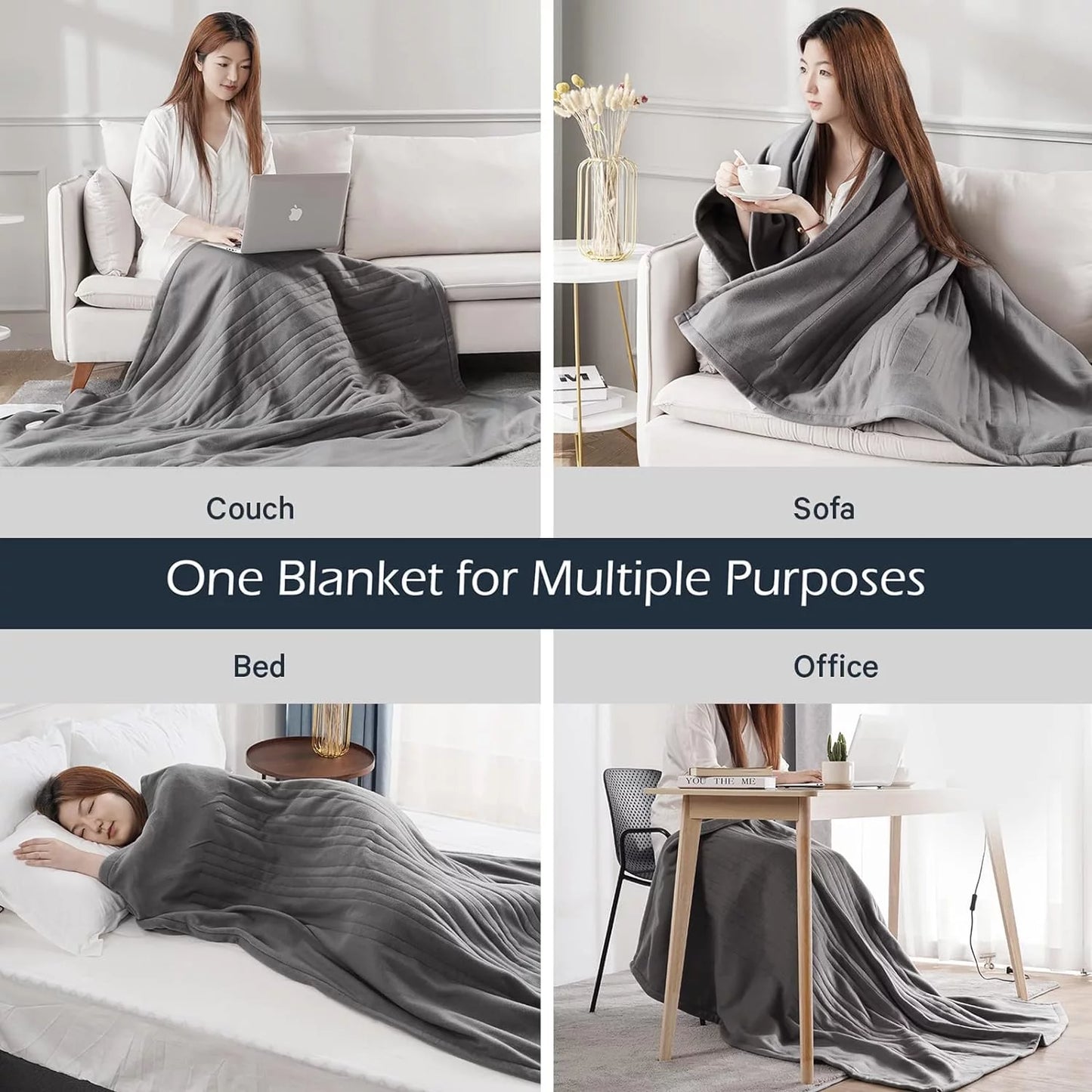 Heated Fleece Throw Blanket with Auto-off, 4 Heat Settings R601