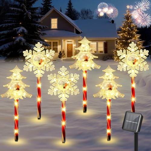 Solar Walkway Lights Outdoor, 8 Pack Candy Cane Christmas Decorations P5544