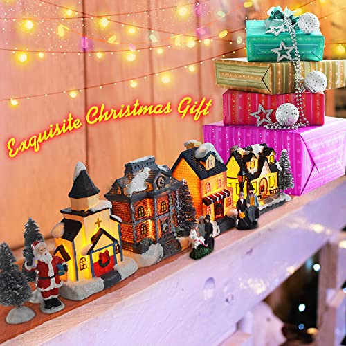 LED Lighted Christmas Village Houses with Figurines W3238