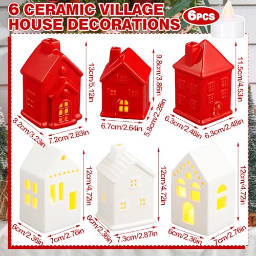 Ceramic Christmas Village Houses LED Lighted Set for Tabletop Mantel Decor D9921
