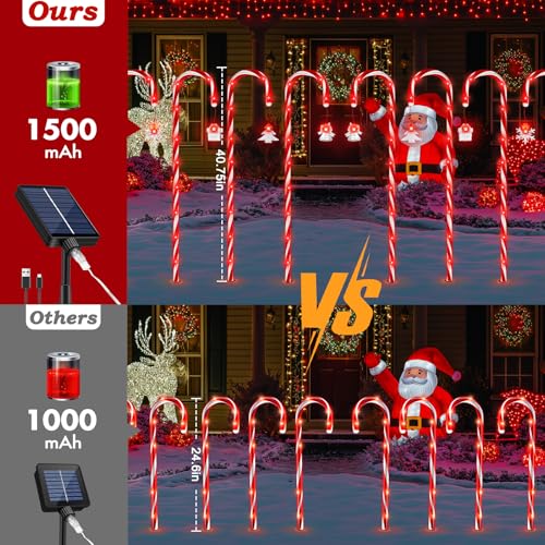 Solar Christmas Candy Cane Lights Outdoor, 20 Pack 110 LED, 8 Modes G703703