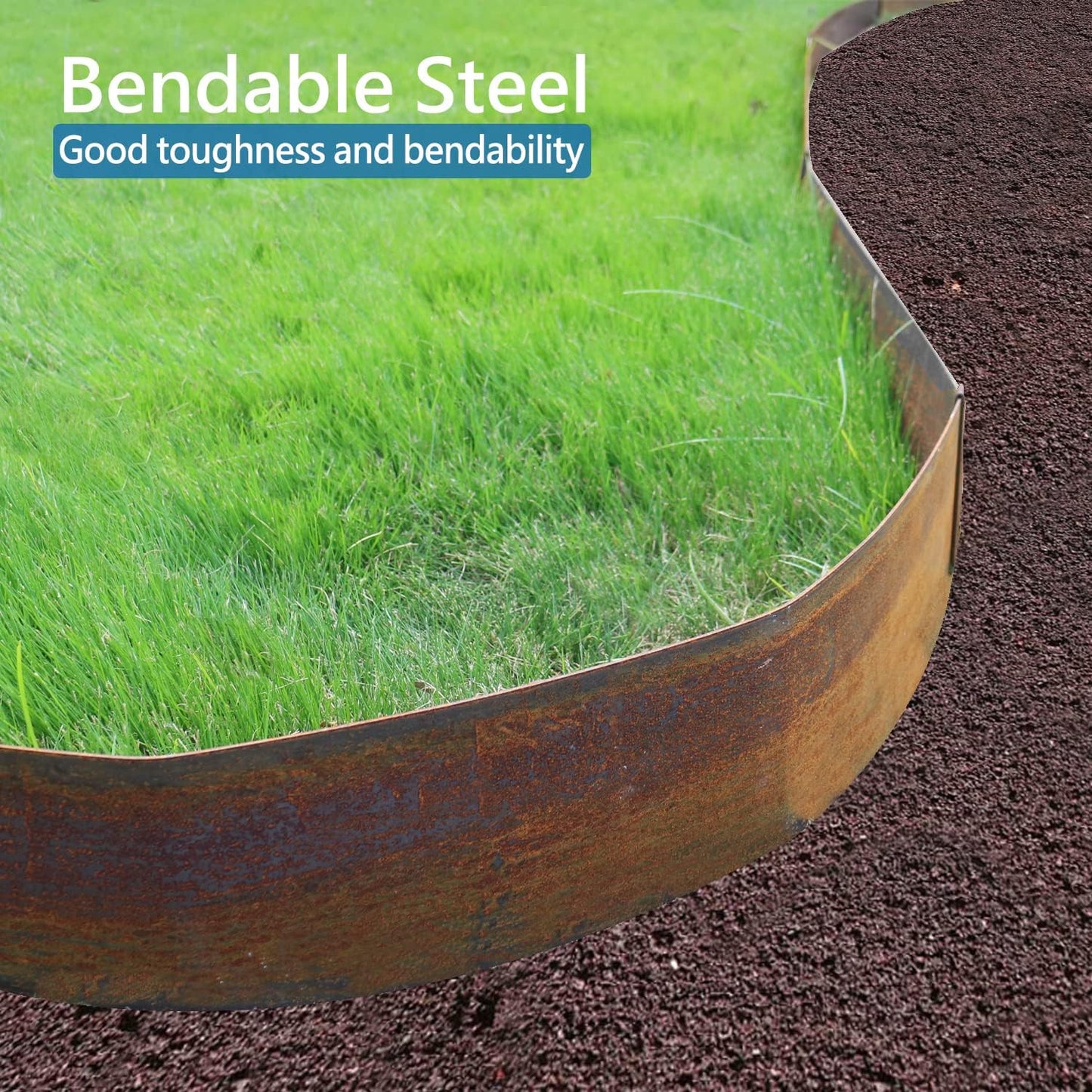 6 Pack Steel Lawn Edging, Pre-Rusted Cor-Ten Steel, 40 inch Strips, 6 inch Depth J92118