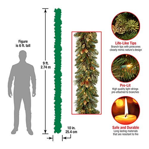 9 ft Pre-Lit Artificial Christmas Garland with Pinecones, 100 Clear Lights B4118