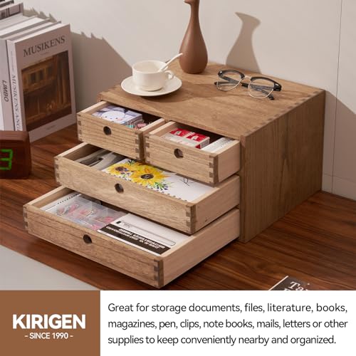 Natural Wooden Desktop Organizer with 3 Drawers D235