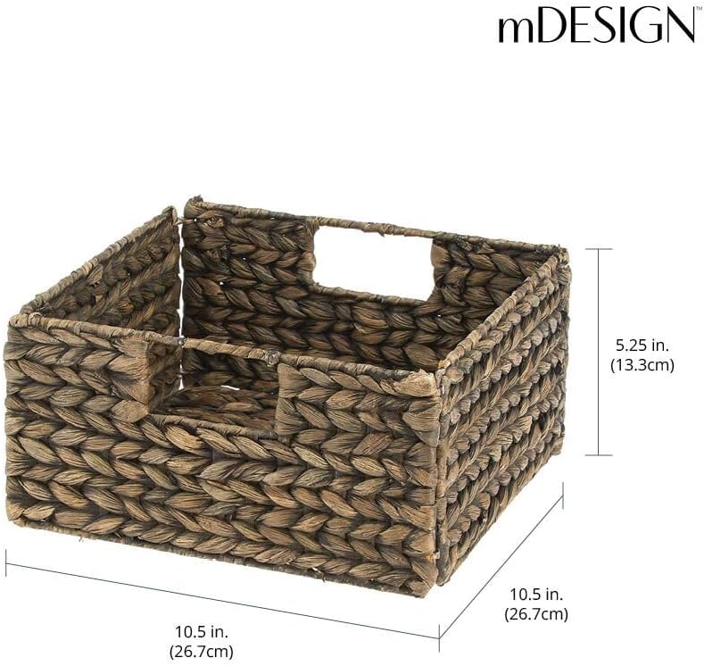 Woven Hyacinth Bin Basket Organizer with Handles - Foldable Storage for Kitchen Pantry, Cabinet, Cupboard X957