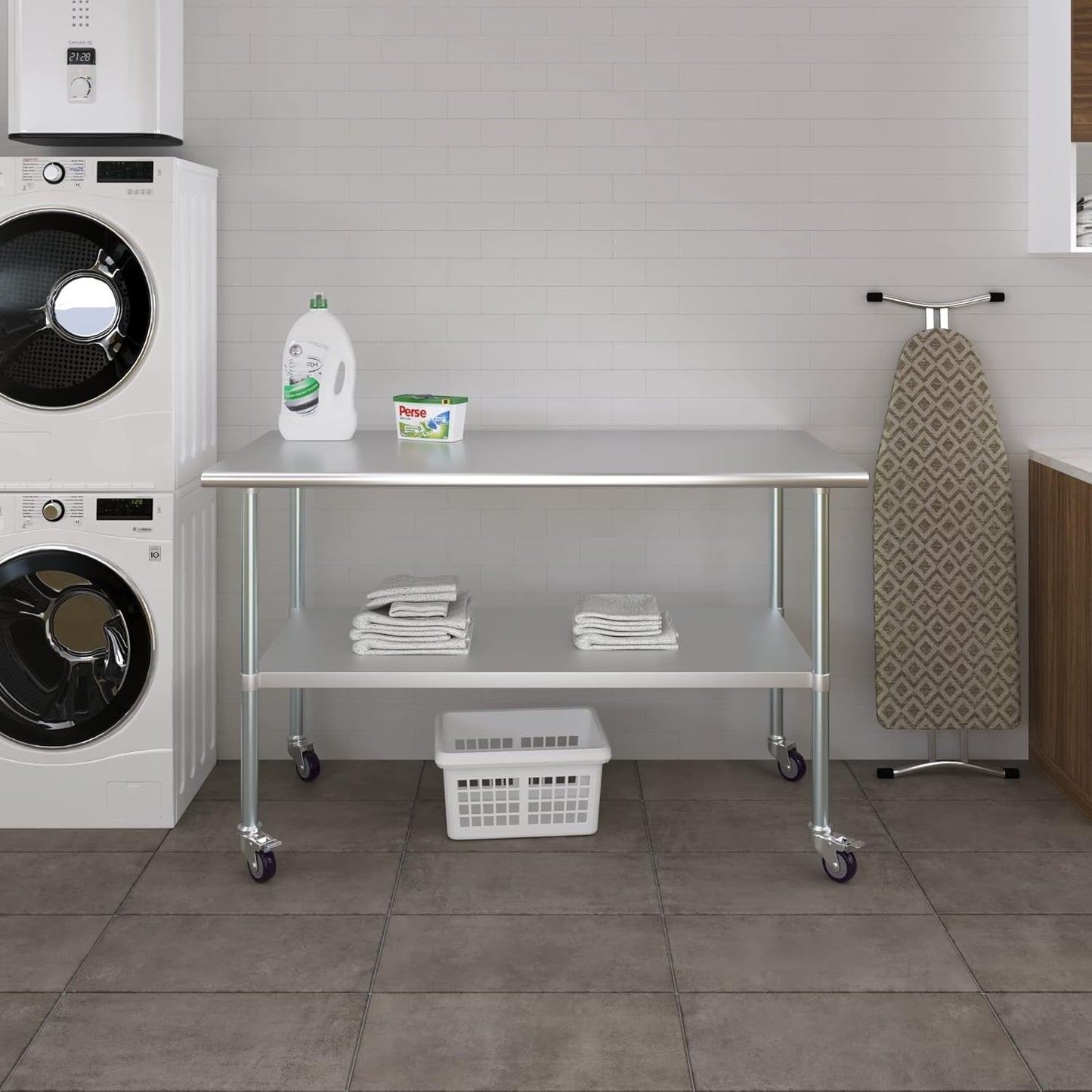 Stainless Steel Work Table with Under-Shelf and 4 Wheels A917297