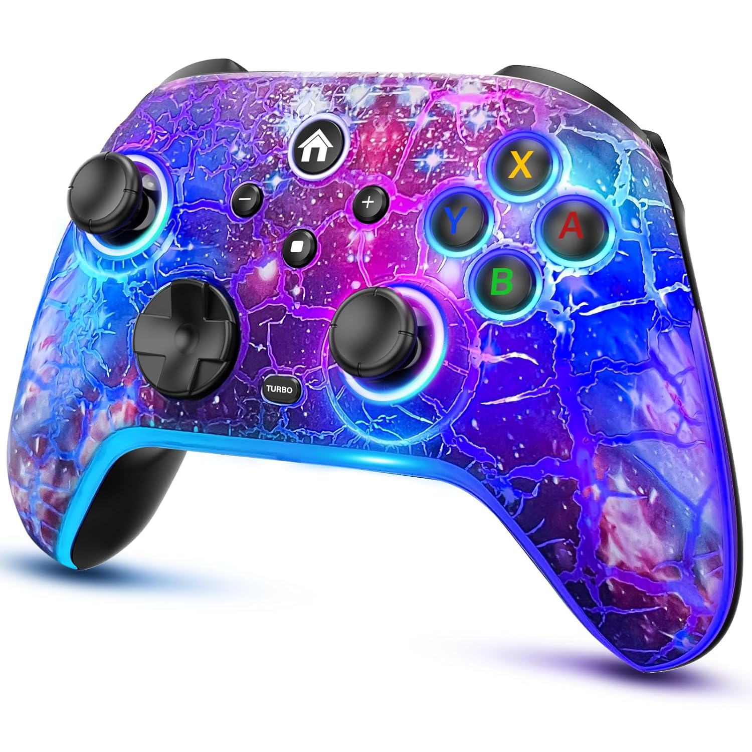 Switch Controller-Wireless-Nintendo-Switch-Pro-Controllers-Blue Compatible with Switch/Lite/OLED,1200mAh Rechargeable Remote Gamepad Joystick with 10 RGB Led Light,6-Axis Gyro,Turbo,Wake Up,Motion
