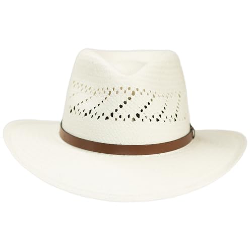 Vented Panama Straw Fedora Hat U64374