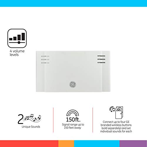 Wireless Doorbell Kit with 2 Push Buttons, 8 Melodies, 4 Volume Levels, 150 Ft Range, White O89759