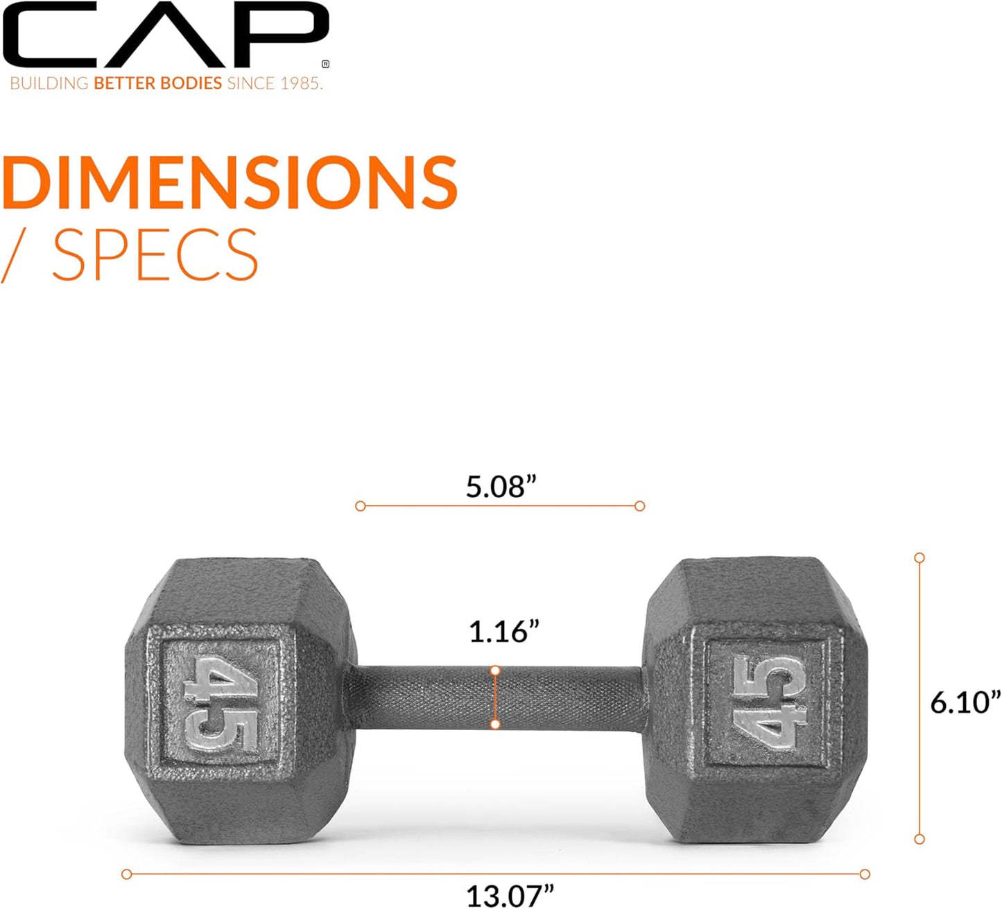 Cast Iron Hex Dumbbell, 45 lb R826