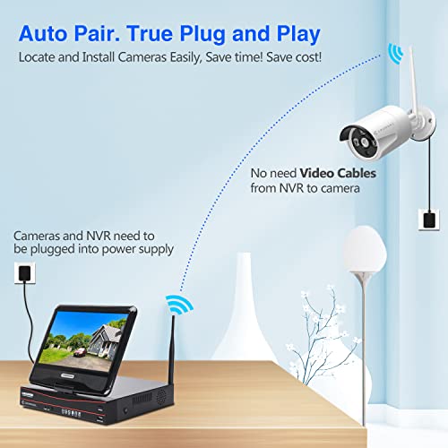Expandable Wireless Security Camera System with 10.1" Monitor K53925