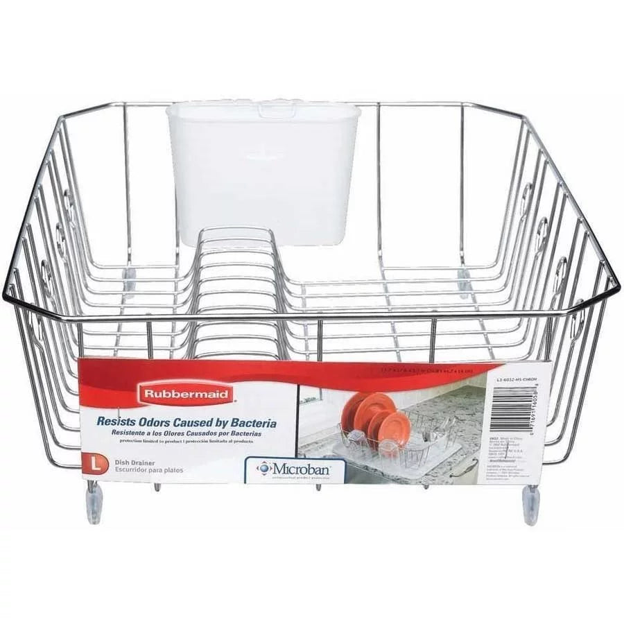 Dish Drying Rack with Utensil Holder for Kitchen Countertop, Large, Chrome R8355