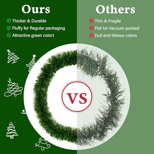 50ft Green Artificial Pine Garland for Indoor Outdoor Christmas Decor Q308536