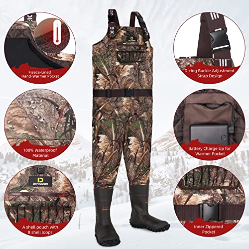 Waterproof Fleece-Lined Chest Waders for Men with Insulated Boots W48180