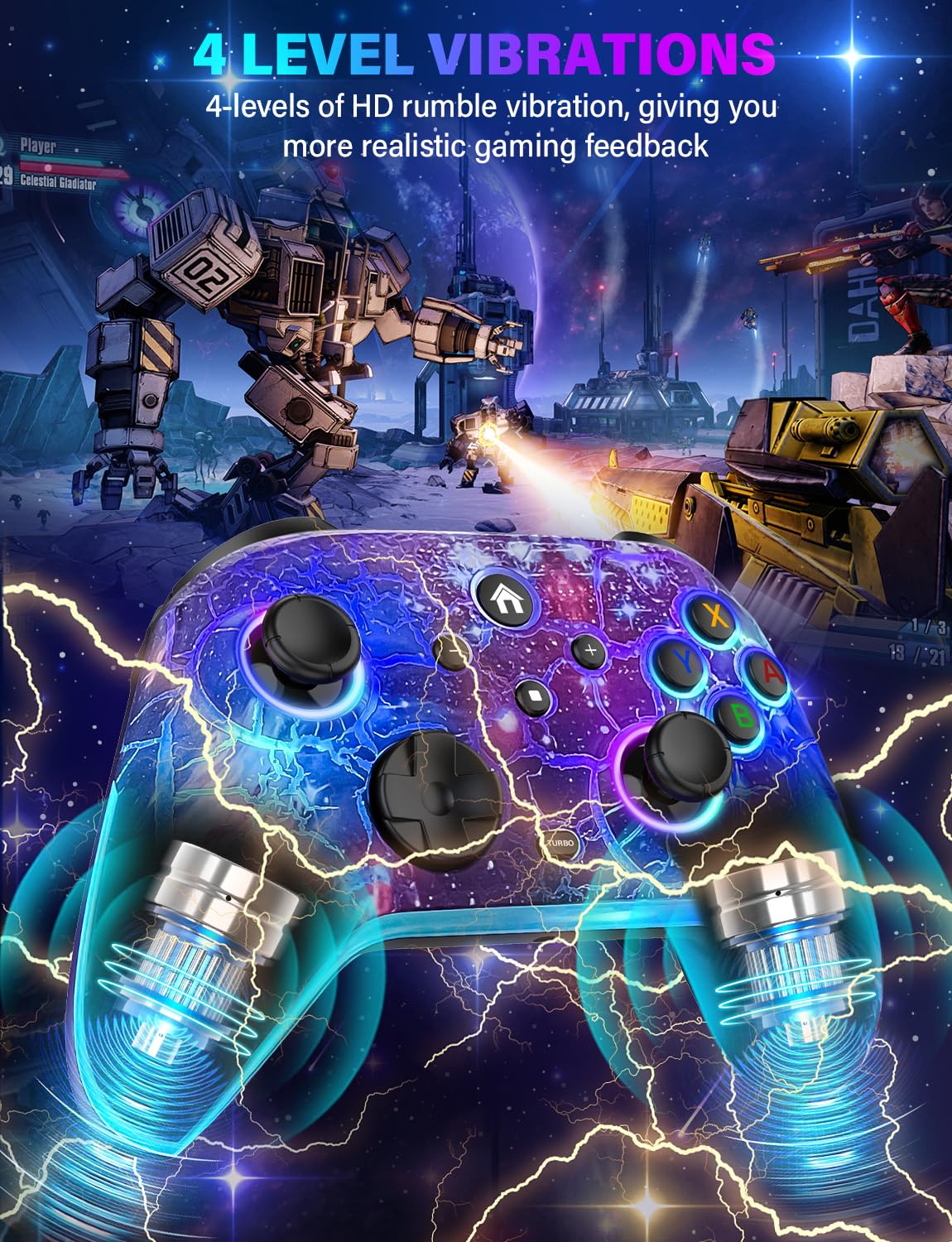 Wireless Switch Controller with RGB Lights, Rechargeable Gamepad P741817