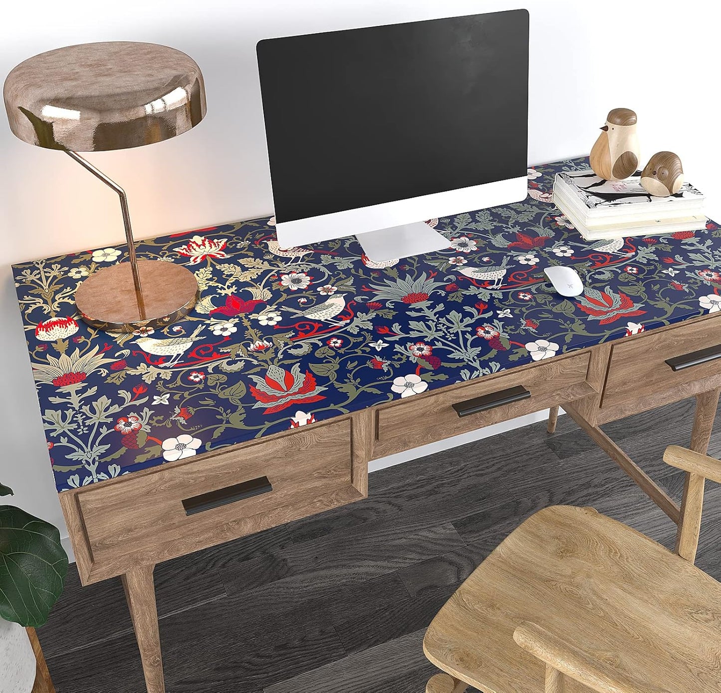 Vintage Floral Peel and Stick Wallpaper, Navy Blue, Removable G71581