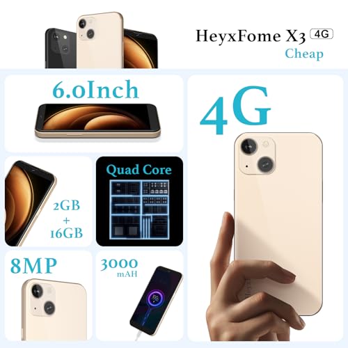 Unlocked 4G LTE Android Phone 6.0" 16GB Dual SIM Gold W86977