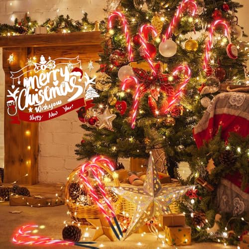 Solar Candy Cane Lights, 12 Pack Waterproof Outdoor Decorations L413