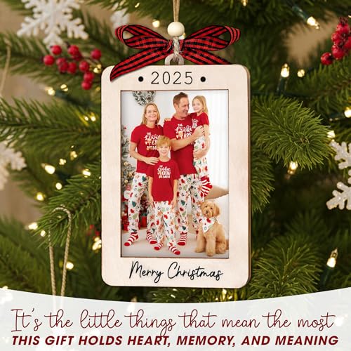 Christmas Ornament Picture Frame - Wooden Landscape Photo Frame for Tree U75225