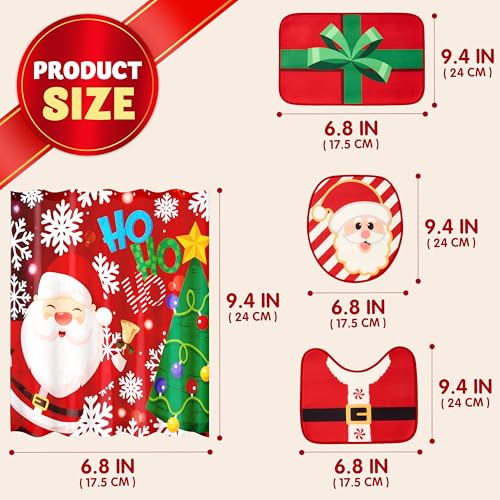 Christmas Bathroom Set with Shower Curtain, Bath Mat, Toilet Cover and Rug Y8183