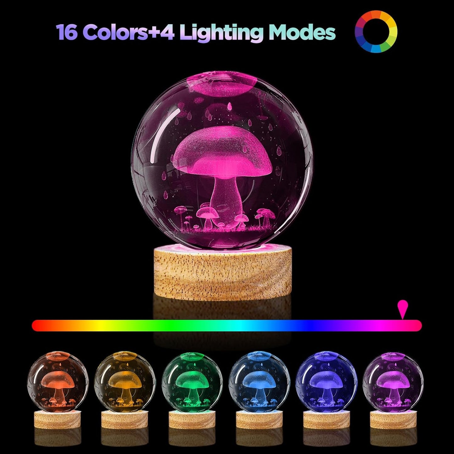 Mushroom Crystal Ball Night Light with Remote Control Y494782