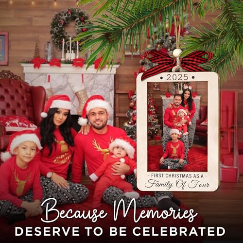 Christmas Ornament Picture Frame - Wooden Landscape Photo Frame for Tree U75225