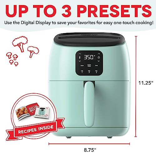 Electric Air Fryer Oven, 2.6 Qt., Grey, Compact Digital, 1000-Watt O882
