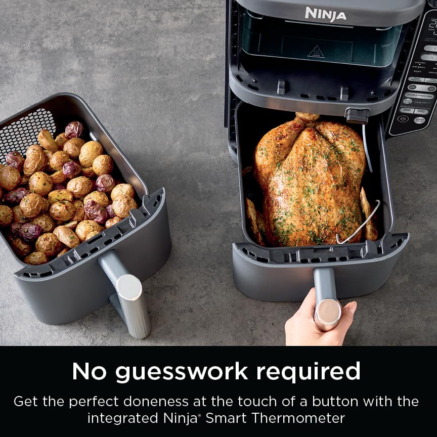 Air Fryer, 8 QT DoubleStack 2-Basket, 6-in-1, Roast & Bake, Dishwasher Safe N927