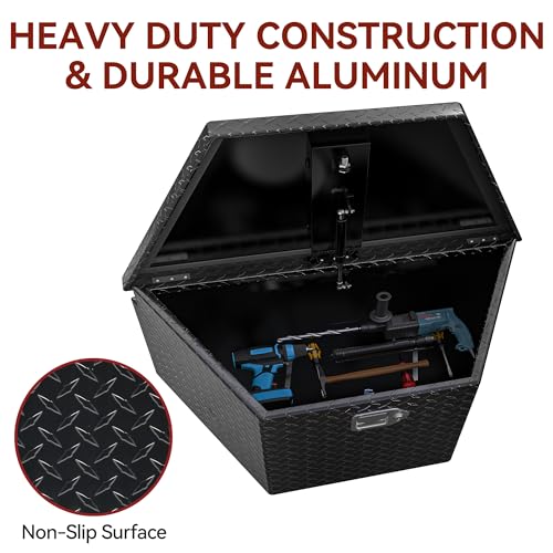 33 Inch Trailer Tongue Box, Heavy Duty Aluminum Tool Box with Lock and Keys I285284