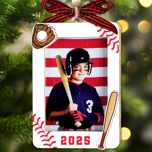 Christmas Ornament Picture Frame - Wooden Landscape Photo Frame for Tree U75225
