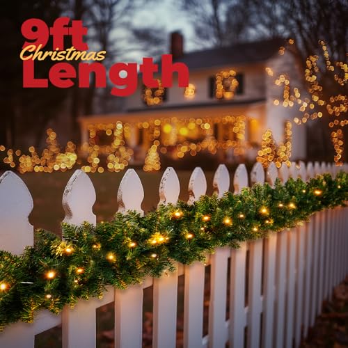 Pre-lit Christmas Garland with Lights for Indoor Outdoor Decor C1969