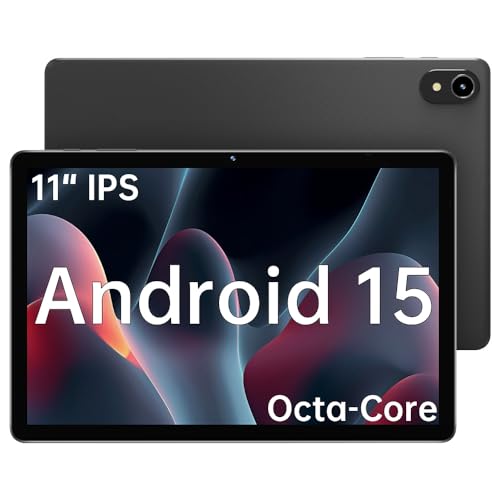 11" Tablet, 2025 Android 15 with Octa-core Processor, 8GB+128GB, 1TB Expandtion, 7000mAh Battery, HD IPS Large tableta,WiFi 6&BT5.0, Support GMS (Black, Case not Included)