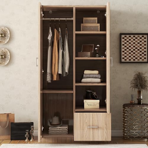 3 Door Wardrobe with Mirror, Hanging Rod and Shelves K479