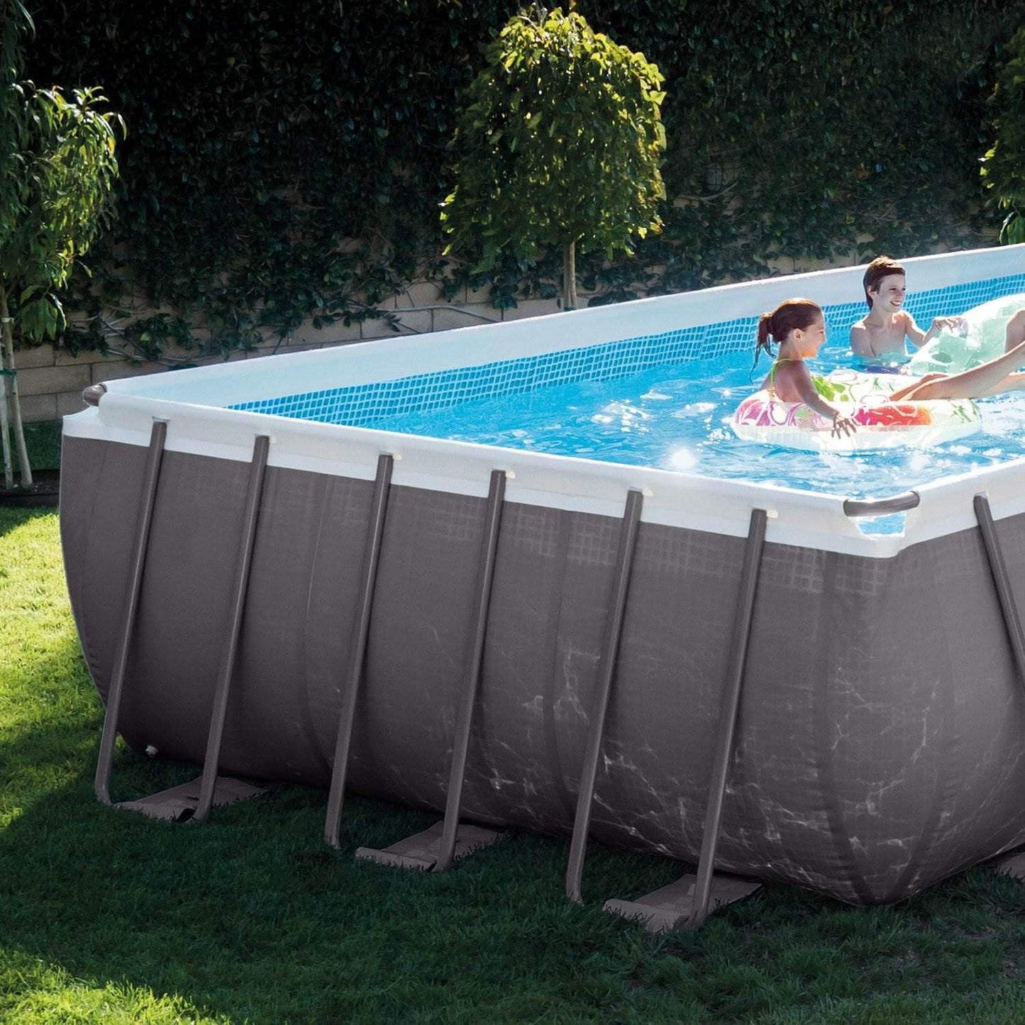 Rectangular Above Ground Pool Set with Sand Filter Pump V9368