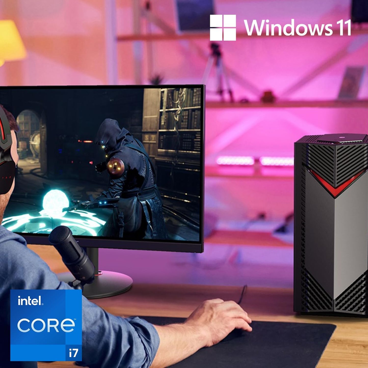 Gaming Desktop with Intel Core i7, RTX 4060, 16GB RAM, 1TB SSD S918681