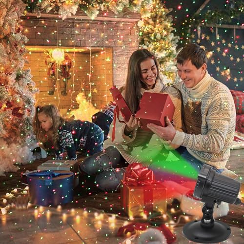 Laser Christmas Projector Lights Outdoor, Red and Green Stars, IP65 Waterproof H73494