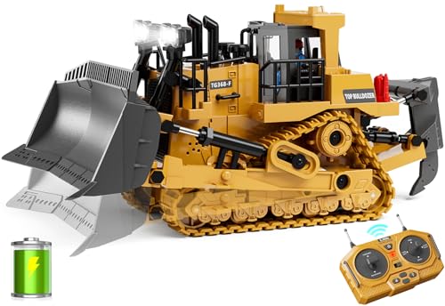 Remote Control Excavator Construction Toy for Boys, 11CH with Metal Shovel and Lights N4221